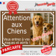 Photo personnalisable, plaque pluriel portail Marron chocolat "Attention aux Chiens, risques périls" rue résiste intempéries