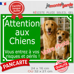Photo Personnalisable, plaque portail pluriel "Attention aux Chiens, Risques Périls" 7 couleurs, 2 tailles D