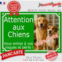 Photo Personnalisable, plaque portail pluriel "Attention aux Chiens, Risques Périls" 7 couleurs, 2 tailles D