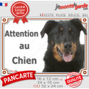 Beauceron noir et feu, plaque extérieure photo "Attention au Chien" 3 tailles LUX D