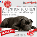 Plaque humour "Attention au Chien, Merci de ne pas déranger notre Staffie noir" 2 Tailles D
