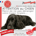 Plaque humour "Attention au Chien, Merci de ne pas déranger notre Cocker Anglais noir" 2 Tailles D