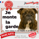 Bulldog Anglais bringé, Plaque portail "Je Monte la Garde, risques périls" pancarte Bouledogue résiste intempéries