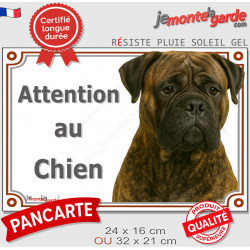 Bullmastiff Bringé Tête, Plaque portail extérieure "Attention au Chien" photo résiste intempéries pancarte