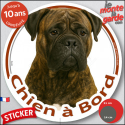 Bullmastiff bringé, sticker voiture rond photo "Chien à Bord" 2 tailles D