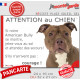 American Bully red Nose, plaque extérieure humour "Attention au Chien, Jetez Vous au Sol, attendez secours" photo portail