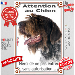 Griffon Korthals Tête, plaque extérieure portail verticale "Attention au Chien, entrez pas sans autorisation" pancarte photo