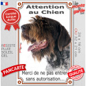 Griffon Korthals, plaque verticale "Attention au Chien, pas sans autorisation" 2 tailles VL D