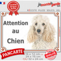 Caniche Blanc, plaque portail photo "Attention au Chien" 3 tailles LUX D
