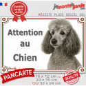 Caniche gris, plaque portail photo extérieure "Attention au Chien" 3 tailles LUX D