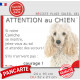 Caniche blanc, plaque portail humour "Attention au Chien, Jetez Vous au Sol, attendez secours, courage" photo résiste intempérie
