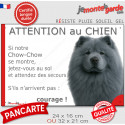 Chow-Chow bleu, plaque extérieure humour "Attention au Chien, Jetez Vous au Sol" 2 tailles JET D