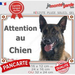 Berger Belge Malinois sombre Tête, plaque portail extérieure "Attention au Chien" photo race, résiste intempéries