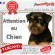 Griffon Belge noir et feu, plaque portail extérieure "Attention au Chien" photo race résiste intempéries