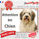 Nizinny crème charbonné, plaque extérieure portail "Attention au Chien" photo Berger Polonais Plaines, résiste intempéries