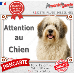 Nizinny crème charbonné, plaque extérieure portail "Attention au Chien" photo Berger Polonais Plaines, résiste intempéries