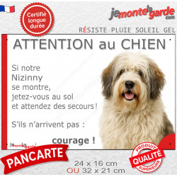 Nizinny crème charbonné, plaque extérieure humour "Attention au Chien, Jetez Vous au Sol, attendez secours, courage" photo race