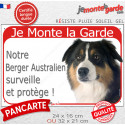 Berger Australien tricolore noir, plaque rouge "Je Monte la Garde, surveille protège" 2 tailles RED D