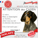 Bleu de Gascogne, plaque extérieure humour "Attention au Chien, Jetez Vous au Sol" 2 tailles JET D