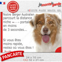 Berger Australien Rouge Merle, plaque humour "distance Niche-Portail 3 secondes" 2 tailles 3SEC D