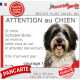 Schapendoes Neerlandais noir, plaque extérieure humour "Attention au Chien, Jetez Vous au Sol, attendez secours, courage" photo 