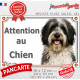 Schapendoes Neerlandais noir et blanc, plaque extérieure portail "Attention au Chien" photo résiste intempéries