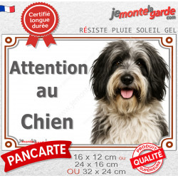 Schapendoes Neerlandais noir et blanc, plaque extérieure portail "Attention au Chien" photo résiste intempéries
