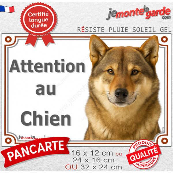 Shikoku Inu sésame rouge, plaque extérieure portail "Attention au Chien" photo résiste intempéries
