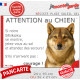 Shikoku sésame rouge, plaque extérieure humour "Attention au Chien, Jetez Vous au Sol, attendez secours, courage" photo portail