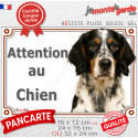 Setter Anglais tricolore, plaque portail extérieur "Attention au Chien" 3 tailles LUXE D
