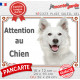 Berger Blanc Suisse Tête, plaque portail extérieure "Attention au Chien" photo résiste intempéries