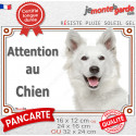 Berger Blanc Suisse, plaque portail extérieur "Attention au Chien" 3 tailles LUX D