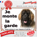 Leonberg fauve masque noir, plaque portail extérieur "Je Monte la Garde, risques périls" 3 tailles LUX D