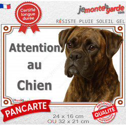Boxer bringé, plaque portail photo extérieure "Attention au Chien" 2 tailles LUX D