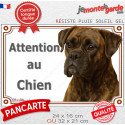 Boxer bringé, plaque portail photo extérieure "Attention au Chien" 2 tailles LUX D