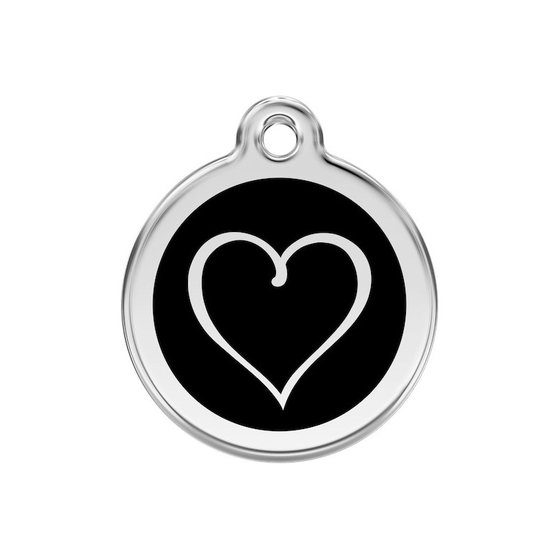 Médailles Identité Noir Coeur Trait chien Chat, avec gravure, anneau inclus Médailles Identité Noir Coeur Trait chien Chat, avec gravure, anneau inclus