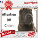 Shar-Peï brun, plaque portail photo extérieure "Attention au Chien" 3 tailles LUX D