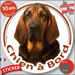 Saint-Hubert noir et feu, sticker autocollant rond "Chien à Bord" Disque adhésif voiture auto st-hubert photo résiste intempérie