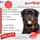 Rottweiler XL, plaque humour extérieure "parcourt Distance Niche-Portail 3 secondes, rapide" photo Rott gros gabarit royal