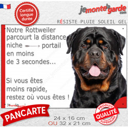 Rottweiler XL, plaque humour extérieure "parcourt Distance Niche-Portail 3 secondes, rapide" photo Rott gros gabarit royal