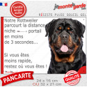 Rottweiler XL, plaque humour extérieure "distance Niche - Portail 3 secondes" 2 tailles 3SEC D