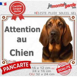 Saint-Hubert noir et feu, plaque extérieure portail "Attention au Chien" photo résiste intempéries