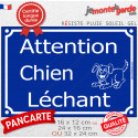 Plaque extérieure humour bleue "Attention au Chien Léchant" 3 tailles D