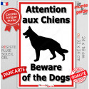 Plaque Portail Verticale "Attention aux Chiens" Bilingue Liseré Rouge 2 tailles D