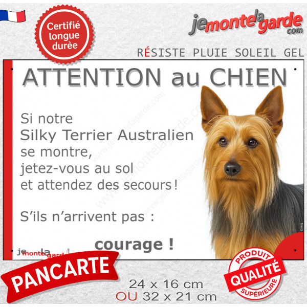 Silky Terrier Australien, disque photo autocollant "Chien à Bord" Sticker adhésif rond vitre voiture résiste intempéries, plaque