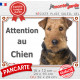 Airedale Terrier, plaque portail extérieure "Attention au Chien" photo résiste intempéries