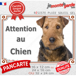 Airedale Terrier, plaque portail extérieure photo "Attention au Chien" 2 tailles LUXE D