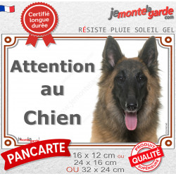 Berger Belge Tervueren, plaque portail extérieure "Attention au Chien" photo résiste intempéries