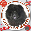 Chow-Chow noir, sticker voiture rond photo "Chien à Bord" 2 tailles D