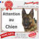 Berger Allemand noir et feu à poils courts Tête, plaque portail extérieure "Attention au Chien" photo résiste intempéries